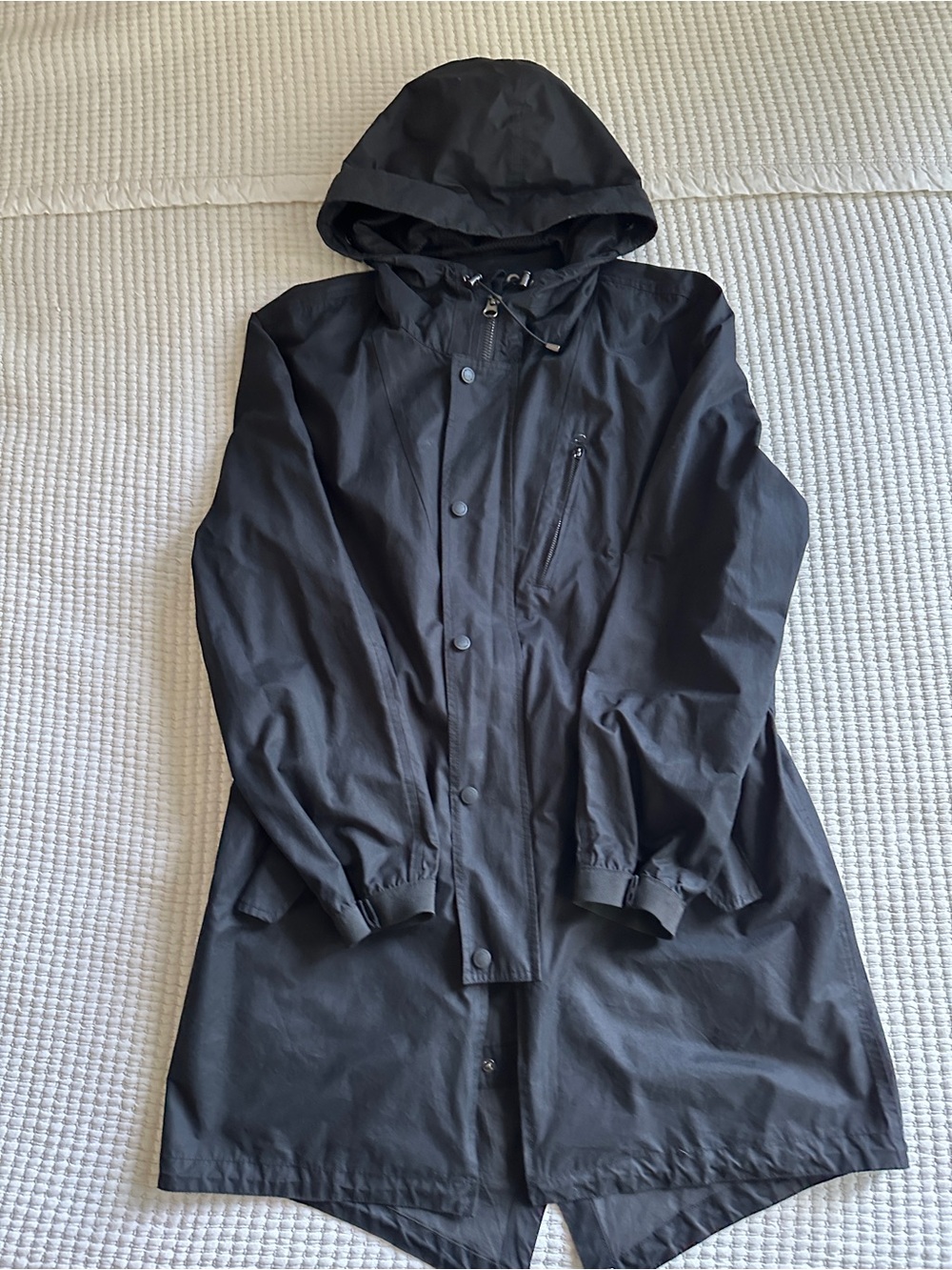 Frank & Oak Men's Black Hooded Raincoat